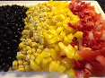 Maaltijdsalade in de kleuren van de Belgische vlag