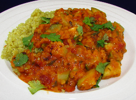 VZL: Curry met rode linzen en courgette en quinoa